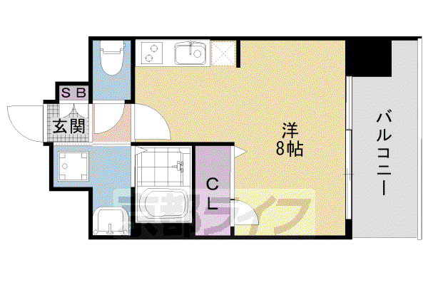 プレサンス 京都室町通 紫水(1K/2階)の間取り写真