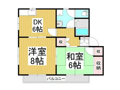 フレグランスタツザワA(2DK/2階)の間取り写真