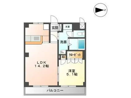 セレーヌ泉(1LDK/2階)の間取り写真