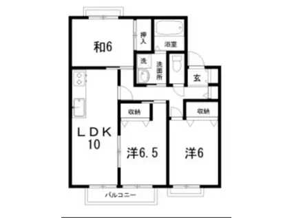 セゾンメルヴェーユ夏(3LDK/2階)の間取り写真