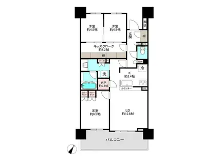 クレヴィア豊田多摩平の森RESIDENCE(3LDK/9階)の間取り写真