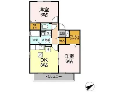 パインテールII(2DK/2階)の間取り写真