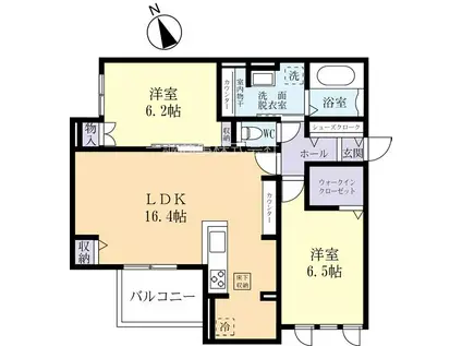 グランフォレスト流星台(2LDK/3階)の間取り写真