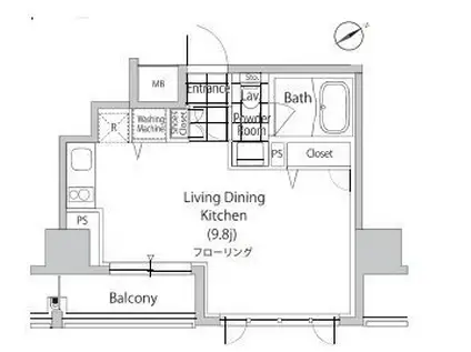 カーサスプレンディッド恵比寿1丁目(ワンルーム/9階)の間取り写真