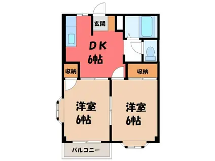 キャッスルレイクII(1LDK/2階)の間取り写真