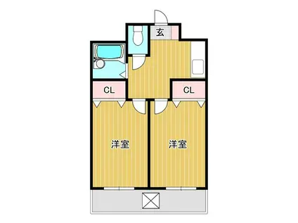 キャンパスシティ箱崎(2K/5階)の間取り写真