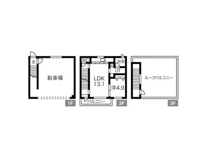 VELOCE一社(1LDK/1階)の間取り写真