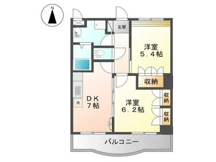 グリーングランデ II(2DK/2階)の間取り写真