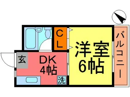 パールシティーII(1DK/1階)の間取り写真