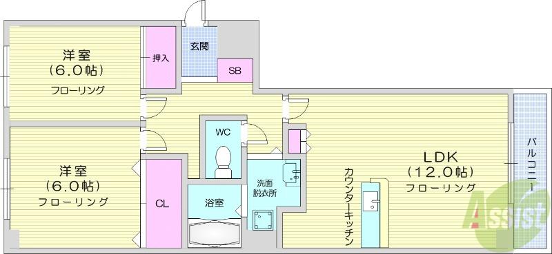 YSビル(2LDK/3階)の間取り写真