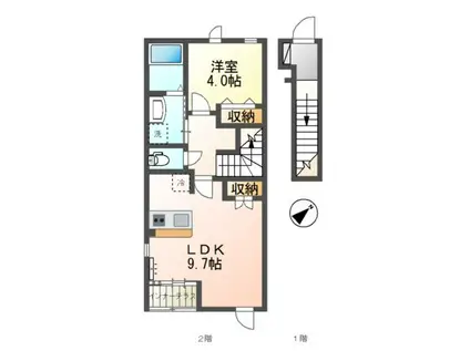 ビレッジ高坪IV(1LDK/2階)の間取り写真
