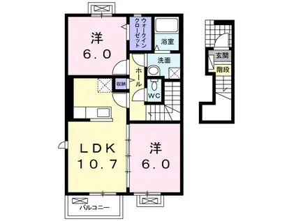 アボンリービレッジ(2LDK/2階)の間取り写真
