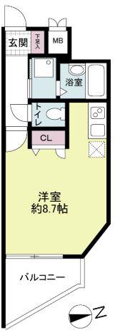 レジディア博多(ワンルーム/7階)の間取り写真
