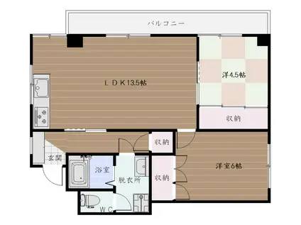 宇都マンション(2LDK/3階)の間取り写真