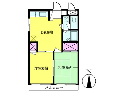 グランドハイツC棟(2DK/1階)の間取り写真