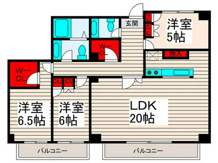 メイソンリー梅島(3LDK/5階)の間取り写真
