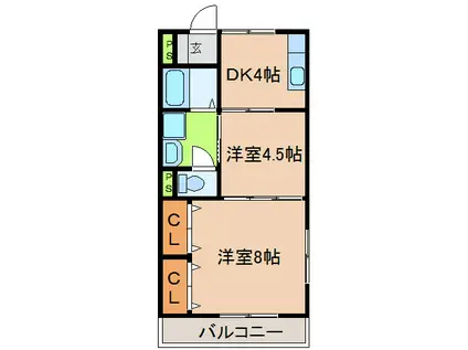 アウローラ(2K/2階)の間取り写真