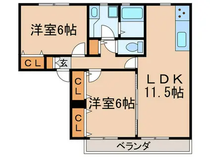 中の径ヴィレッジA(2LDK/2階)の間取り写真