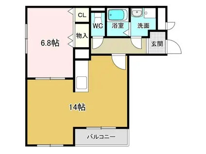 ハートフル光ヶ丘(1LDK/1階)の間取り写真