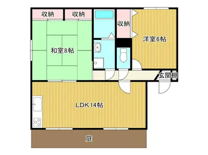 ラフォーレ原田M(2LDK/1階)の間取り写真