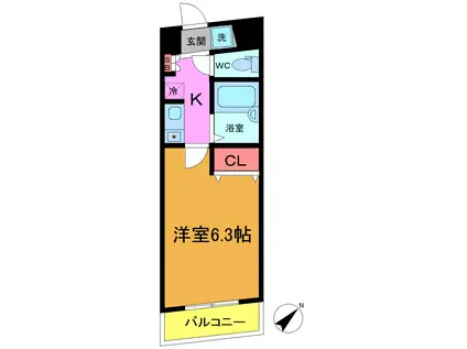 エステシティ船橋(1K/4階)の間取り写真