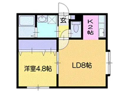 KH-MODE(1LDK/2階)の間取り写真