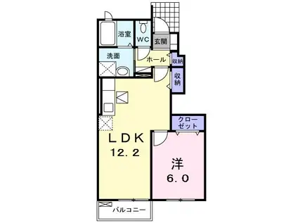 アルバカーサ(1LDK/1階)の間取り写真