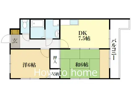 レスト蟹ケ坂(2DK/2階)の間取り写真