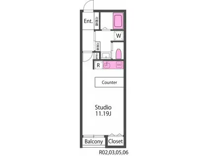 ゼニスII(ワンルーム/1階)の間取り写真