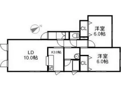 ジェンティーレ北公園(2LDK/2階)の間取り写真