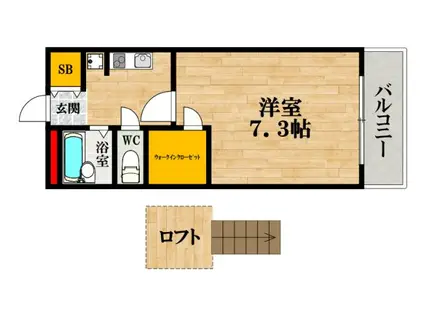 /サンクチュアリ北津守(1K/3階)の間取り写真