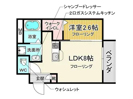 豊中市待兼山町PJ(1LDK/4階)の間取り写真