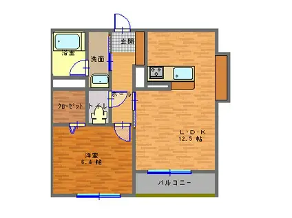 COVO熊谷(1LDK/1階)の間取り写真