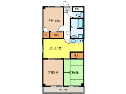 エスペランサ(3LDK/4階)の間取り写真
