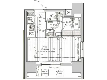 レガリス東京イースト(1K/9階)の間取り写真