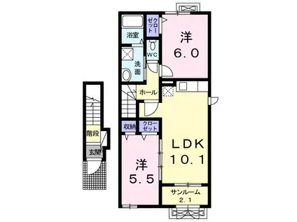 ルーチェ I(2LDK/2階)の間取り写真