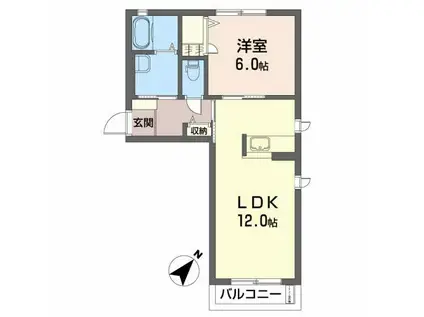 マーブル(1LDK/1階)の間取り写真