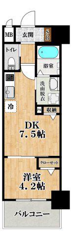 ふぁみーゆ平野(1DK/2階)の間取り写真