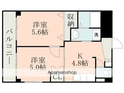 シャンポール水前寺(2K/2階)の間取り写真
