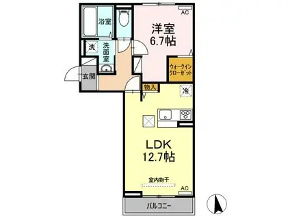 メゾン・クレシア E(1LDK/1階)の間取り写真