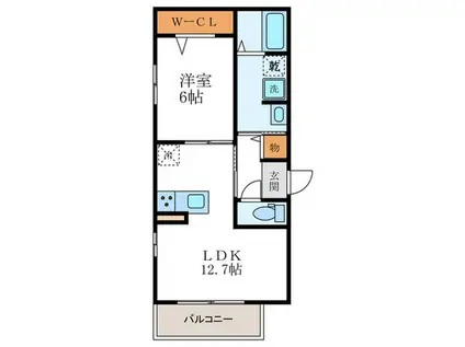 GRAMM北大路(1LDK/1階)の間取り写真