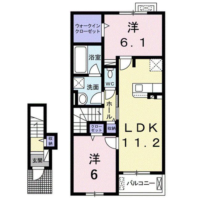 アルモニー八代I(2LDK/2階)の間取り写真