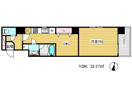 ベレッツァ(1DK/7階)の間取り写真