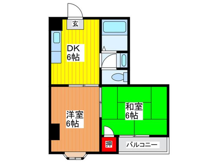 サンファミリー2(2DK/2階)の間取り写真