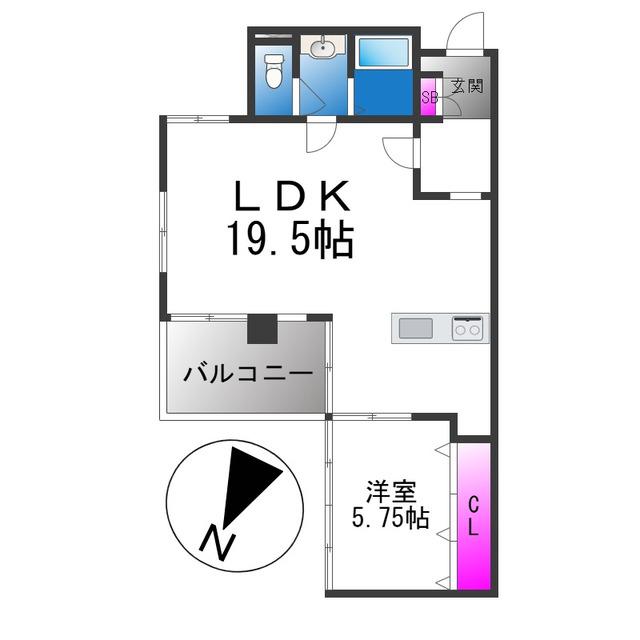 SKコーポ長瀬(1LDK/1階)の間取り写真