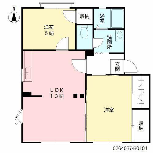 フレグランスイーストB(2LDK/1階)の間取り写真