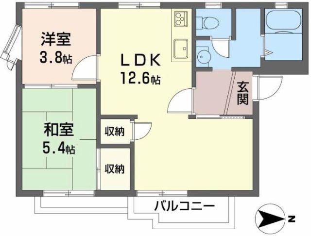 タウニィ津市場(2LDK/1階)の間取り写真