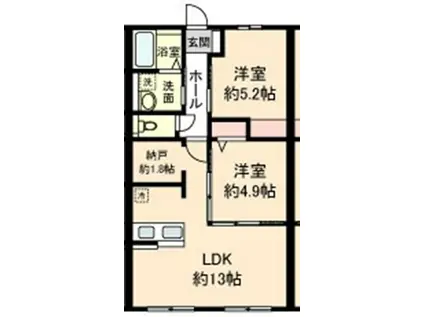 CANTISLAZYII(2LDK/2階)の間取り写真