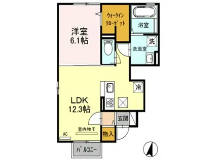 カーサ アルテア(1LDK/1階)の間取り写真