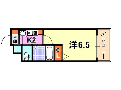 エステムコート三宮山手IIソアーレ(1K/2階)の間取り写真